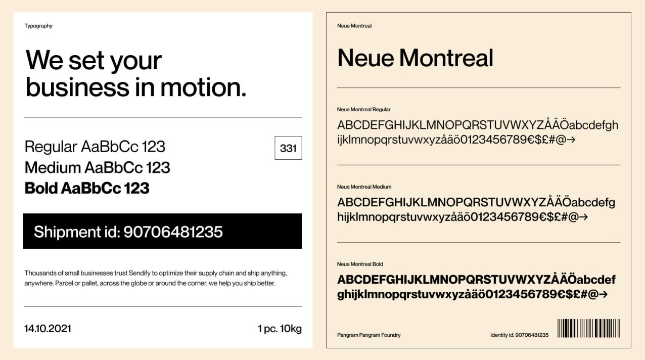 Showcase of new Sendify font