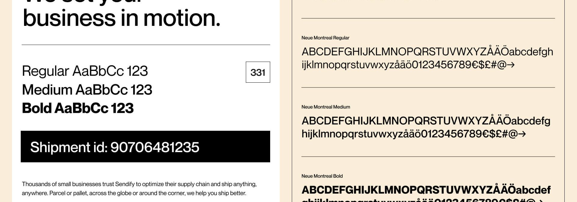 Showcase of new Sendify font