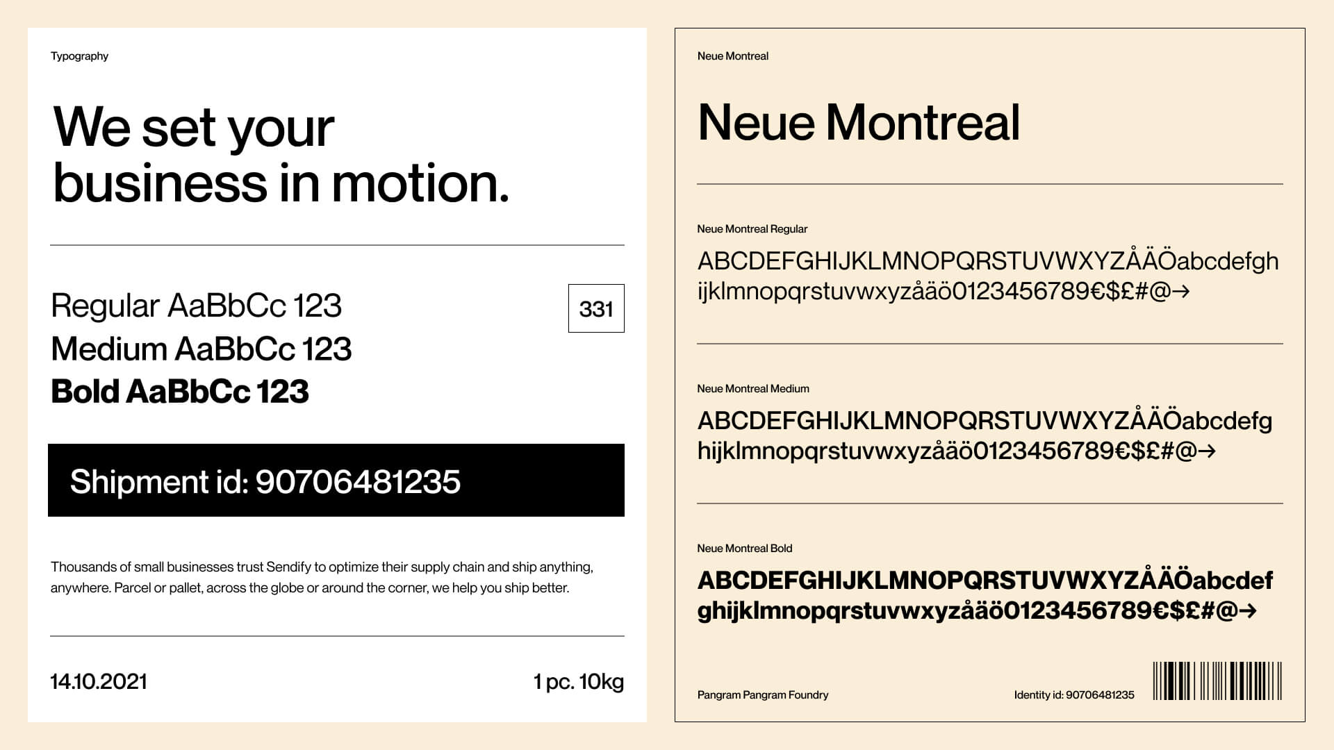 Showcase of new Sendify font